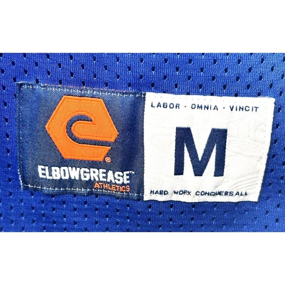 ElbowGrease Mens Jersey Football Athletics Racing Short Sleeve Mesh Blue Medium - Picture 6 of 12